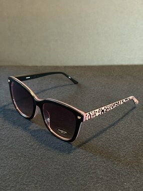 bebe Black and Pink Leopard Cat-Eye Sunglasses